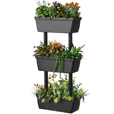 Costway 3-tier Raised Garden Bed Vertical Freestanding Flower Pot Stand ...