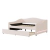 TIRAMISUBEST Teddy Fleece Upholstered Daybed with LED Light and Trundle, Twin/Full Size Daybed Frame Sofa Bed with Wood Slats Support - 3 of 4