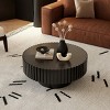 Solid Wood Round Living Room Coffee Table,Side Table With MDF Pedestal,Handcraft Design Small Space Wooden Coffee Table-Coolbibila - 2 of 4