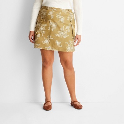 Women's Cargo Mini Skirt - Future Collective Khaki 3X