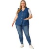 Agnes Orinda Women's Plus Size Sleeveless Denim Button Down V Neck Jean Vest - 3 of 4