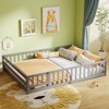 Costway Queen Size Floor Bed with Full Length Safety Guardrails & Door for Boys, Girls Pink/Gray/Natural/Icy Aqua/White/Mint Sky - 4 of 4