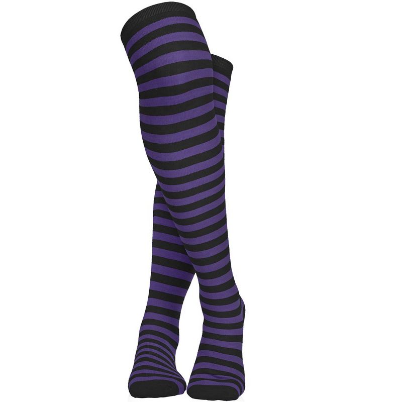 Skeleteen Womens Striped Knee Socks Costume Accessory - Purple and Black, 5 of 7