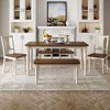 NicBex Dining Room Table Set for 6 Dining Table with MDF Tabletop, 4 Wooden Chairs and 1 Bench for Dining Room, Walnut - 3 of 4