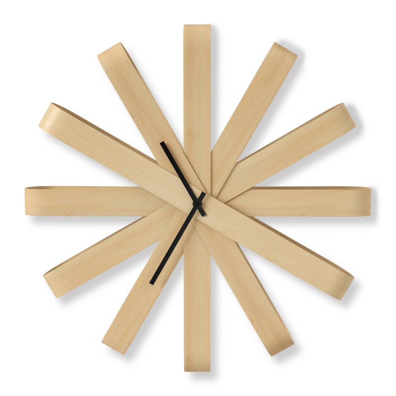 Ribbon Wood Wall Clock Natural - Umbra, 2 of 15