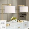 360 Lighting Colby 21" High Small Modern Desk Lamps Set of 2 USB Port AC Power Outlet Smart Socket Gold Metal Home Office Living Room Charging - 2 of 4