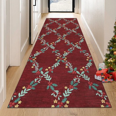 Christmas Area Rug Ultra-Soft Trellis Bedroom Carpet