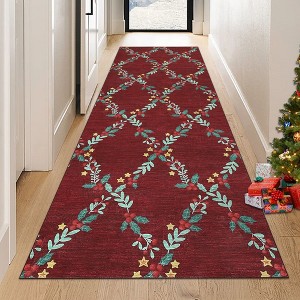 Christmas Area Rug Ultra-Soft Trellis Bedroom Carpet - 1 of 4