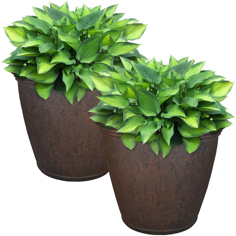 Sunnydaze Indoor/Outdoor Patio, Garden, or Porch Weather-Resistant Double-Walled Anjelica Flower Pot Planter - 16" - Rust Finish, 5 of 8