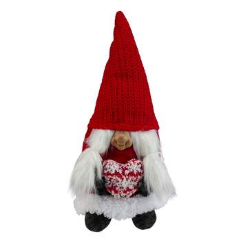 Northlight 13.5" Smiling Woman Gnome Table Top Figure - Red/Gray