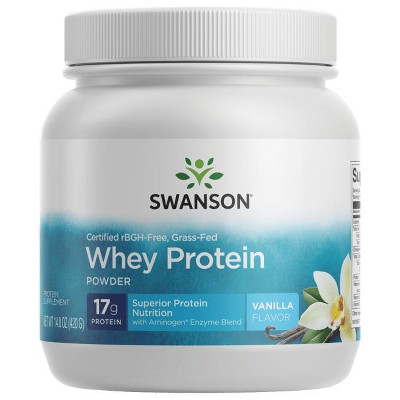 Swanson Certified rbgh-Free Grass-Fed Whey Protein Powder- Vanilla 14.8 oz.