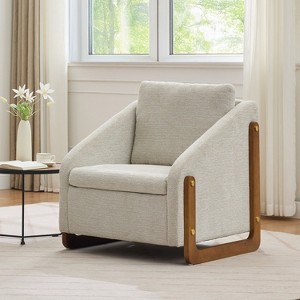 CAVINAS Modern Accent Chairs for Bedroom, Chenille Fabric Upholstered Chair with Wooden Side Frame, Accent Leisure Chair with Cushioned Seat - 1 of 4
