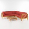 GDFStudio Keith Outdoor Acacia Wood 5 Seater Sectional Sofa Chat Set with Water-Resistant Cushions - 2 of 4