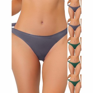 INSPIRE CHIC Women's Unlined Satin Invisible Bikini Comfortable No-Show Thongs 6 Packs - 1 of 4