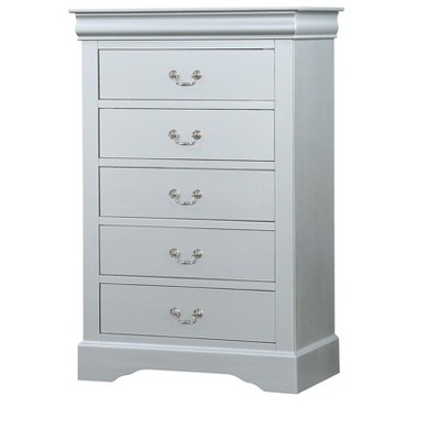 Sapphtopaz Modern Tall Dresser with 5 Drawers & Bracket Legs Wood Closet Storage with Hanging Drawer Pulls Dovetail Drawer for Bedroom,Entryway