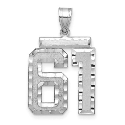 Black Bow Jewelry 14k White Gold, Varsity Collection, Large D/C Pendant, Number 61
