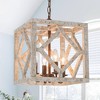 LNC Quaint 4-Light 12" Farmhouse Square Mini Chandelier, Rustic Brown and Distressed  White Wood - 2 of 4