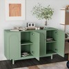 Stylish and Functional 4-Door Intaglio Storage Cabinet with Pine Legs, Solid Wood Pulls and MDF, for Living Room Bedroom,and Kitchen - 2 of 4