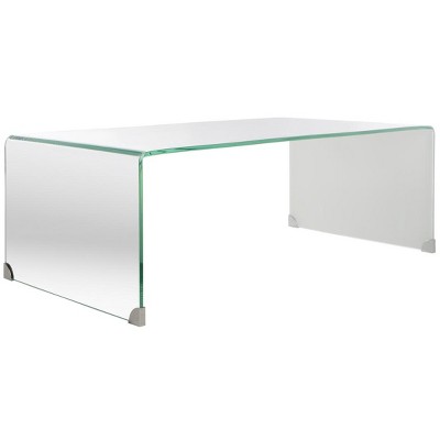Crysta 47'' Clear to White Ombre Glass Rectangular Coffee Table
