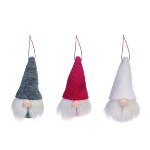 Transpac Felt Wool Gnome Ornament Set of 3 Christmas Home Decorations - 1 of 1