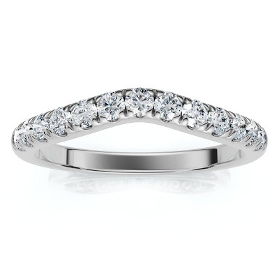 Pompeii3 1/3ct Curved Diamond Wedding Guard Ring 14K White Gold