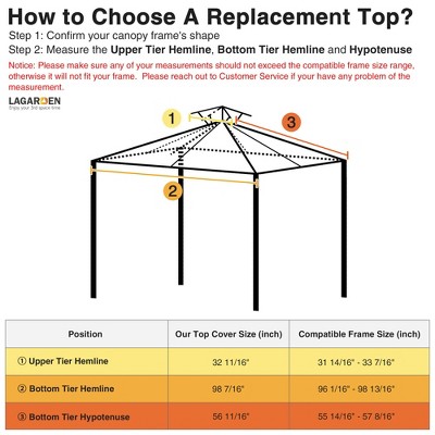 Yescom 8x8 Ft Beige and White 2-Tier Gazebo Top Replacement