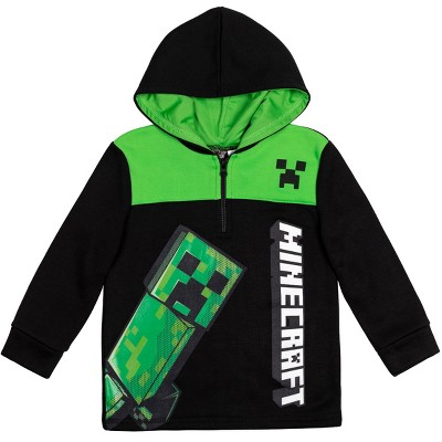Minecraft Creeper All Over Print Boys Green Zip Up Hoodie 