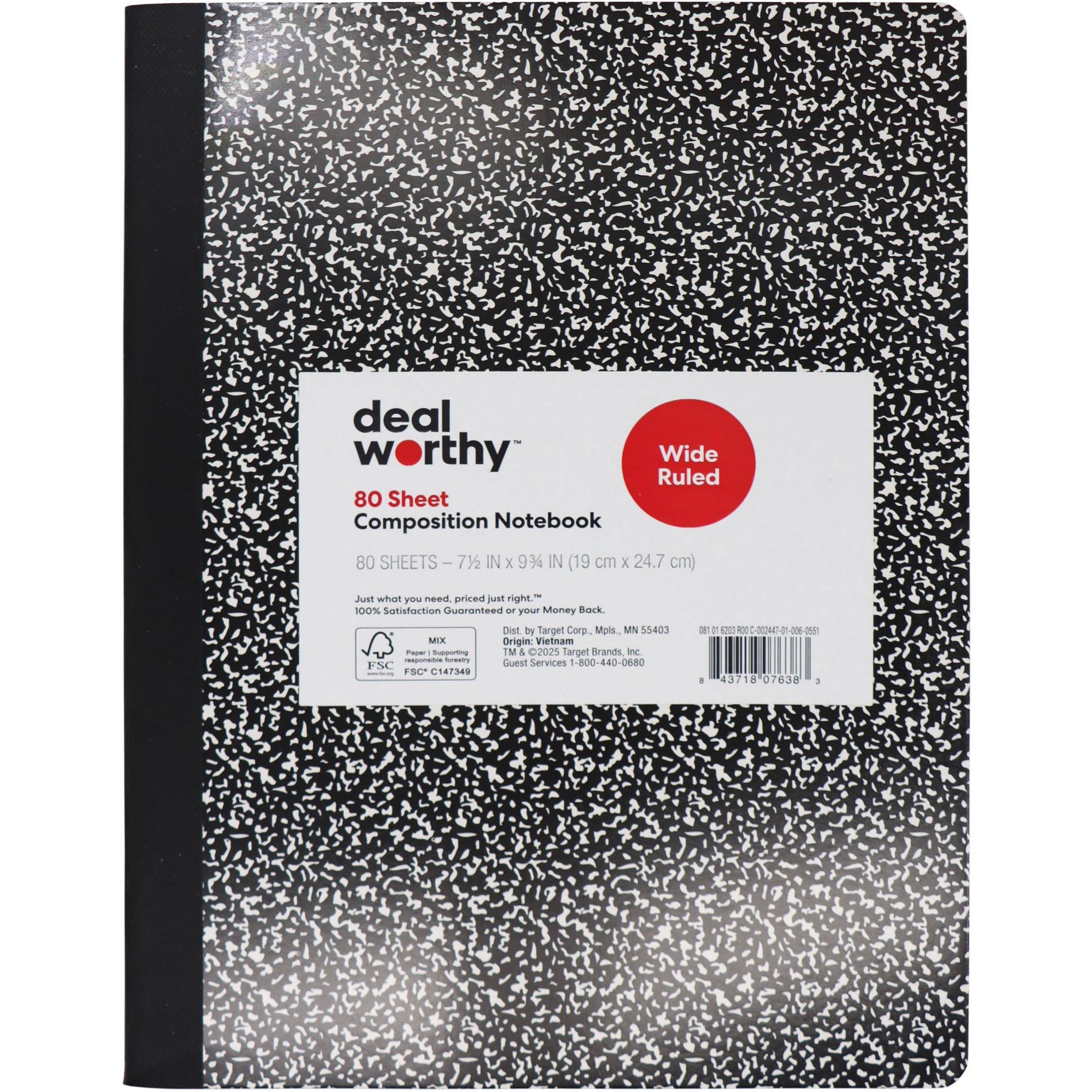Composition Book Wide Ruled Black - Dealworthy™