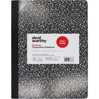 Composition Book Wide Ruled Black - Dealworthy™