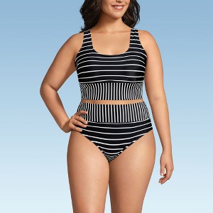 Lands' End Women's Tugless Tankini Top and High Waisted Bottom Swimsuit Set - 1 of 3