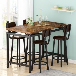 Hooseng 5-Piece Counter Height Dining Room Table and Chairs Set, Industrail Style Bar Table Set with MDF Top and Metal Frame, Dining Table Set for 4 - 1 of 4