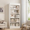 71" Farmhouse Bookcase w/ Double Fluted Design, 5 Tier Tall Bookshelf with Wooden Base, Rustic Vintage Wooden Bookshelf for Office Library - 3 of 4