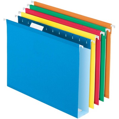 Pendaflex Reinforced Hanging File Folder, 1/5 Cut Tabs, Letter Size, 2 Inch Expansion, Assorted Colors, Set of 25