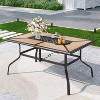 7pc Patio Dining Set with Faux Wood/Steel Table with Umbrella Hole & Metal Padded Arm Chairs - Captiva Designs: Weather-Resistant, Rustproof - 2 of 4