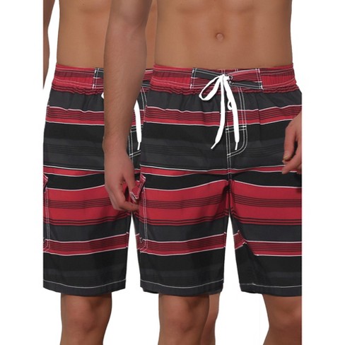 Lars Amadeus Men's Drawstring Stripes Color Block Beach Board Shorts 2 Packs - image 1 of 4