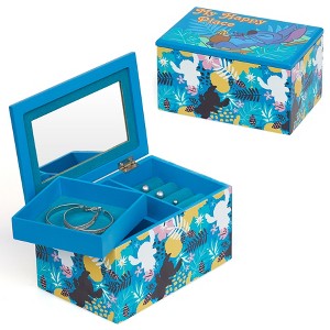 Disney Lilo and Stitch My Happy Place Silk Screen Print Blue Jewelry Box Jewelry Organizer, Officially Licensed - 1 of 4