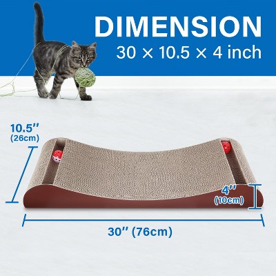 Brown Corrugated Cardboard Cat Scratcher Lounge with Toy Balls