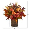 Nearly Natural 21-in Pumpkin, Maple Leaf and Sorghum Harvest Artificial Arrangement in Metal Planter - 3 of 3