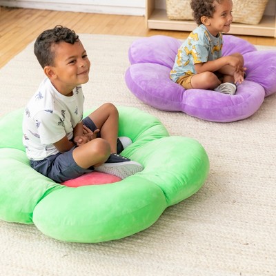 Bright Green Flower-Shaped Kids Floor Cushion