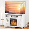 VINGLI Fireplace TV Stand for TVs up to 60'', Mirrored Media Entertainment Center Console Table with 18'' Electric Fireplace, White - 2 of 4