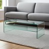 HomeRoots 43" Clear Glass Sled Coffee Table With Shelf - 2 of 4