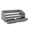 CAVINAS Bed Frame, Linen Fabric Daybed with 2 Drawers Trundle, Upholstered Tufted Sofa Bed - 4 of 4
