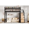 ORRD Twin XL Loft Bed with Storage Stairs & Built-in Wardrobe, Metal Bed Frame with USB Ports, LED Lights and Shelves, Noise-Reduced - 3 of 4