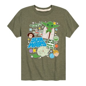 Boys' - Star Wars - Yoda Stickers Short Sleeve Graphic T-Shirt - 1 of 4