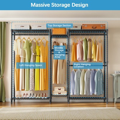 Black Heavy Duty Wire Freestanding Closet with Adjustable Shelves