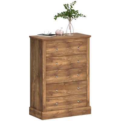 HOMCOM Farmhouse Dresser for Bedroom with 5 Drawers, 31" Wide Chest of Drawers
