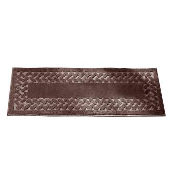 Collections Etc Herringbone Carpeted Runner Rug, Solid-Colored with Plush Decorative Trim Accents and Skid-Resistant Backing for Long