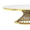 Fallon 59" Dining Tables Faux Marble Top and Mirrored Gold - Acme Furniture: 6-Seater, Stainless Frame, No Assembly Required - 2 of 4