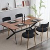 Set of 2 Mid-century Modern Dining Chairs , Teddy Fabric Upholstery, Curved Back , Metal Frame - 4 of 4