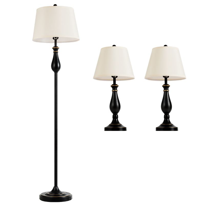 Tangkula 3-Pack Vintage Style Metal Floor and Table Lamp Set for Home Living Room, 1 of 7